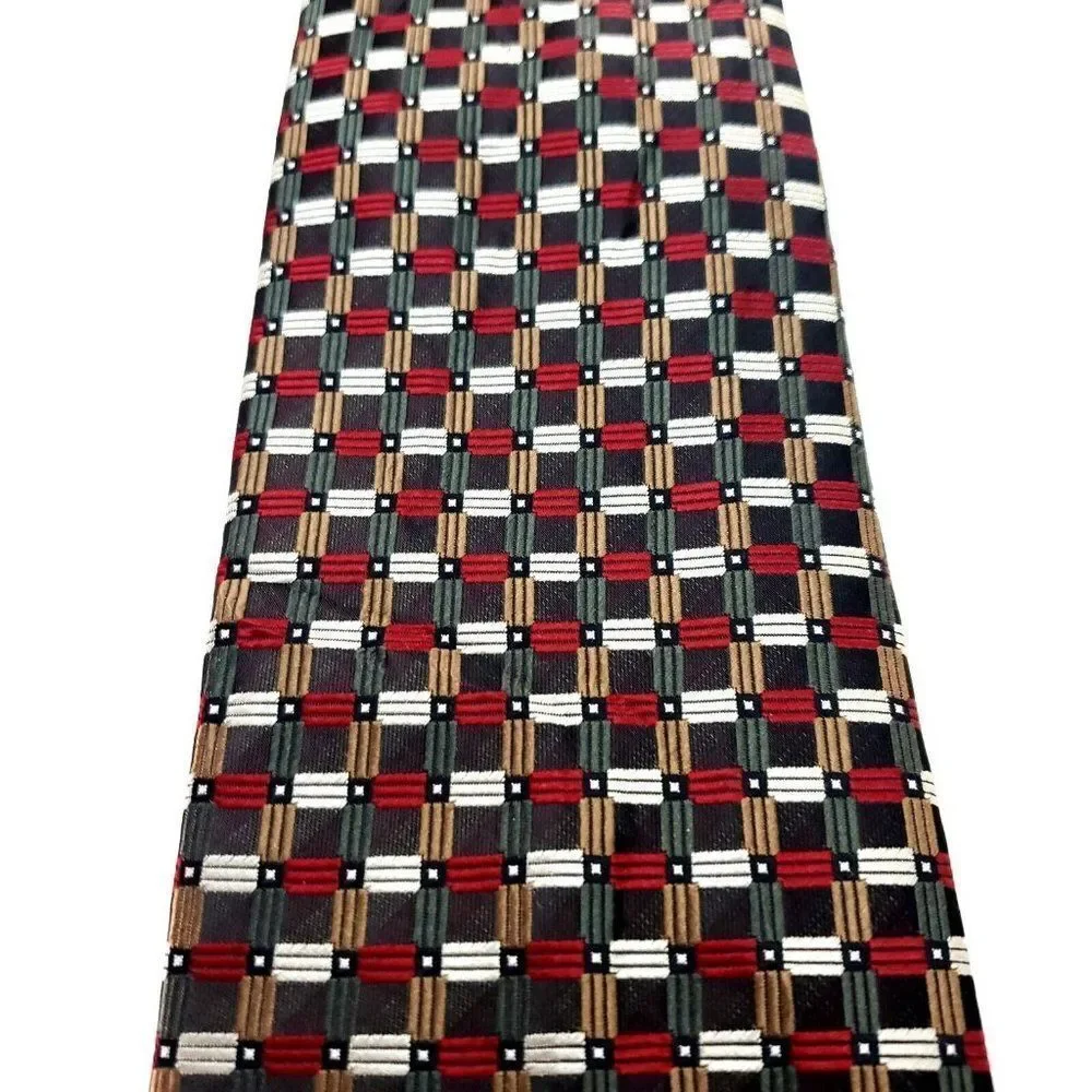 Haggar Multi Colored Polyester Tie Woven Graphic Check‎